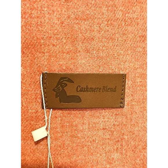 Cashmere Button Shawl Cape 74 x 26in Salmon Warm Comfort Soft Coquette Old Money - Picture 2 of 4